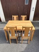 Massivholz-Esstisch aus Eiche, 4 Stühle– Eigenproduktion