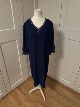 EZZE Kleid Dunkelblau Gr. 50 Perlen Festlich Hochzeit Elegan