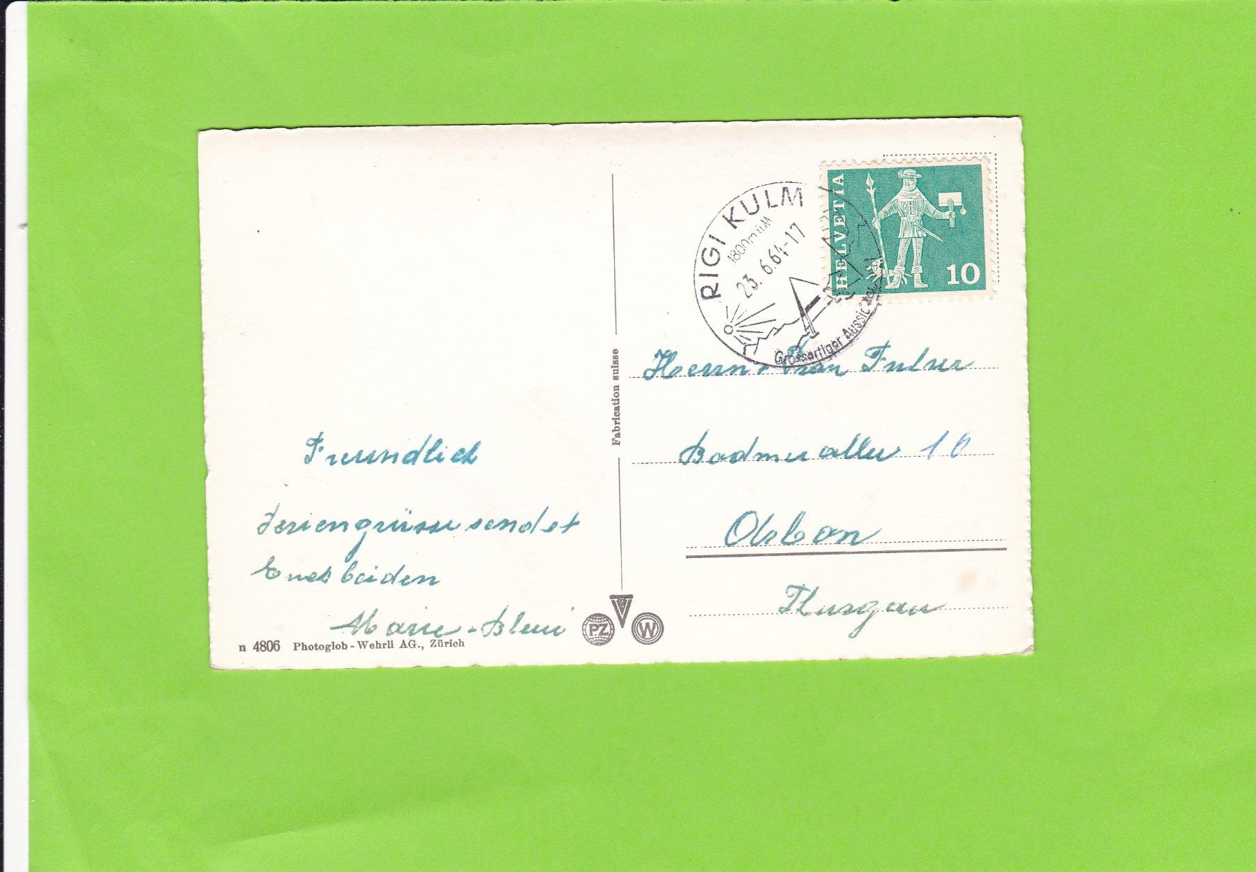 Cartoline postali: Rigi-Kulm-Berneralpen – Usato da St. Peterzell venduto da neckertal 1