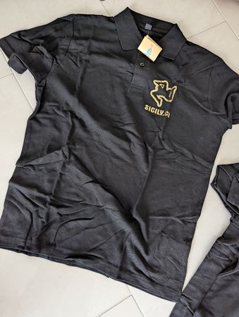 Cooles Sicily Poloshirt, schwarz, neu, Grösse S
