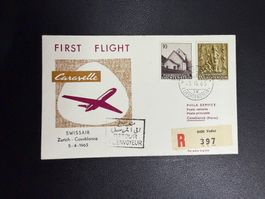 Swissair Erstflugbrief Zürich-Casablanca ab Liechtenstein