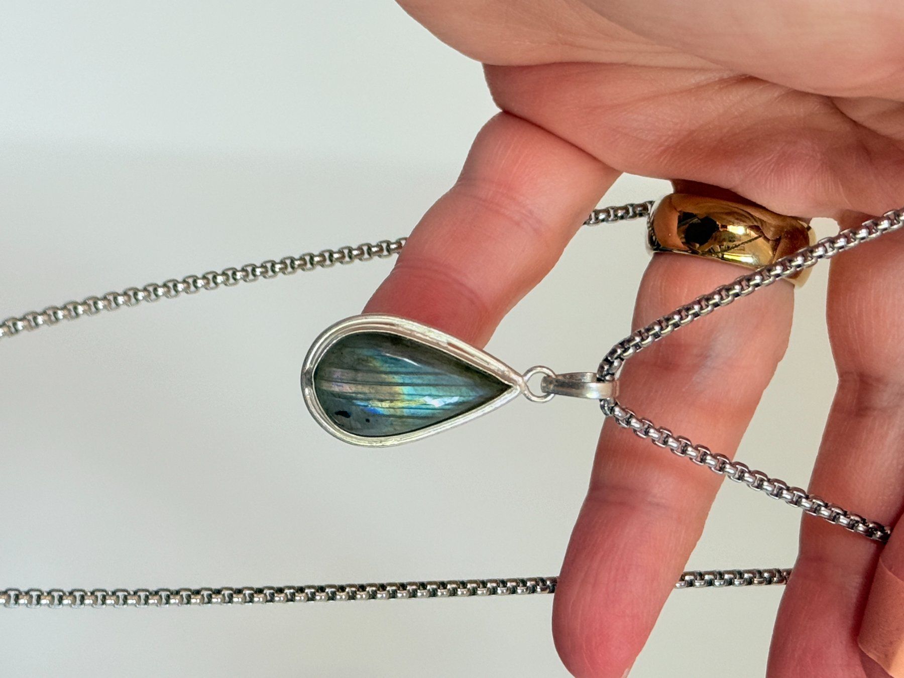 Catenine: Collier avec pendentif larme en labradorite – Nuovo e nell'imballaggio originale da Genève venduto da AWWA 6