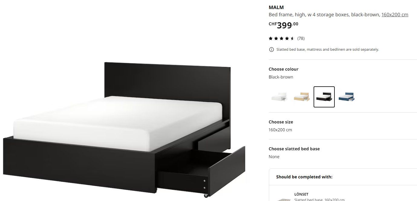 Ikea Letti: IKEA MALM Bed Frame Set(4 storage box,2 side drawer,slat) – Usato da Regensdorf venduto da kim_w6dy 3