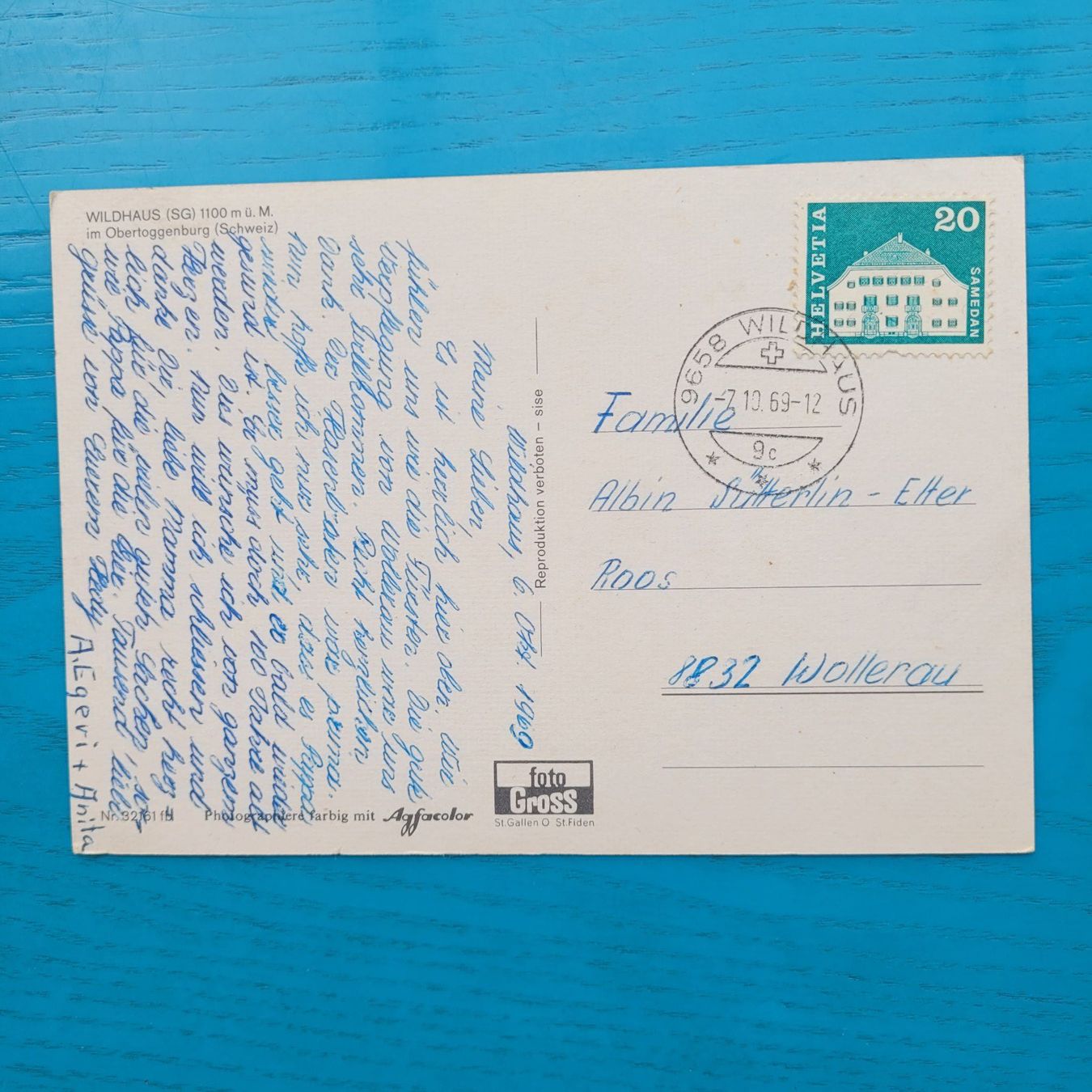 Cartoline postali: Wildhaus / Obertoggenburg 1969 – Usato da SCHÜBELBACH venduto da CoKaHa 1