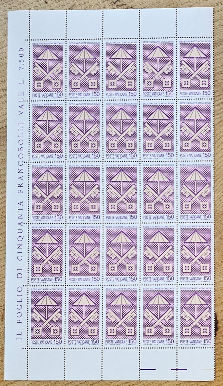 Tutti i francobolli: VATIKAN 25 Marken Bogen ** "Sede vavante" 1978 – Nuovo (secondo la descrizione) da Les Valettes venduto da Nuba1