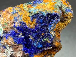 Azurite with cyanotrichite, chrysocolla - Lavrion GR