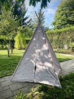 Kinderspielzelt Tipi - grau - mit Holzstangen