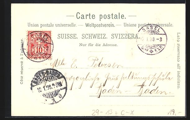 Cartoline postali: Winter-Lithographie Basel, Spalenvorstad – Usato da Berlin venduto da bartko-reher 1