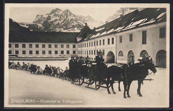 Cartoline postali: Engelberg /OW, Klosterhof mit Tailingpar – Usato da Berlin venduto da bartko-reher