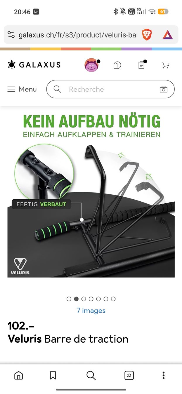 Hometrainer: Barre de traction - Veluris - NEUF  – Nuovo (secondo la descrizione) da Froideville venduto da han_vkm7 3