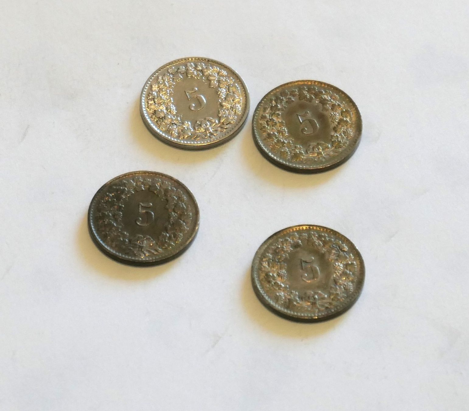 Alle Münzen: 4 piècesa de 5ct CHF de 1937 à 1963 – Gebraucht aus Carouge GE von bemol_007