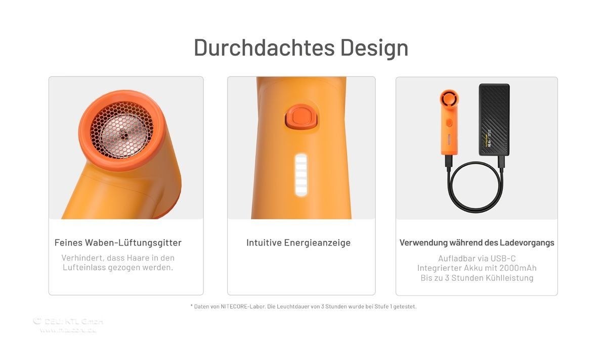 Ventilatori: Nitecore NEF NANO - herziger und starker Mini-Handventilator – Nuovo e nell'imballaggio originale da Grüningen venduto da Prolumin 7