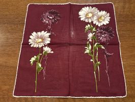 Damen Taschentuch bordeaux mit Blumenmuster quadratisch