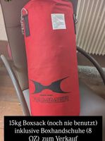 Boxsack 15kg HAMMER rot unbenutzt mit Handschuhen