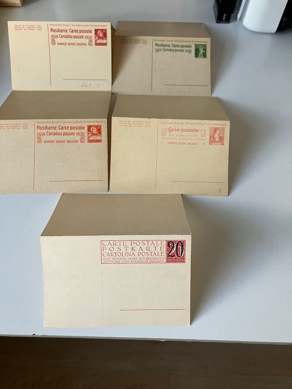 Alle Briefmarken: 5 alte Postkarten mit Antwortteil – Neu (gemäss Beschreibung) aus Baar von Ramona10