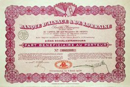 Banque d'Alsace & de Lorraine, Strasbourg - 1928