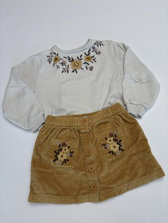 Mädchen❤️ Pullover mit Stickerei und Cord-Rock Grösse 110
