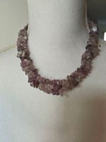 DREIREIHIGE AMETHYSTQUARZST. KETTE FACET. 48 cm.+ 5,5 cm.