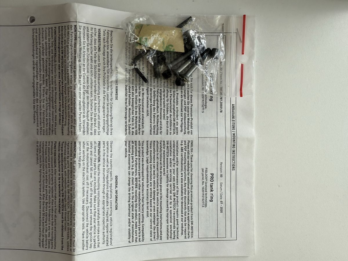 SW-Motech Tutti i ricambio per moto: SW-MOTECH PRO Tankring – Usato da Nussbaumen AG venduto da skydiver_04 2
