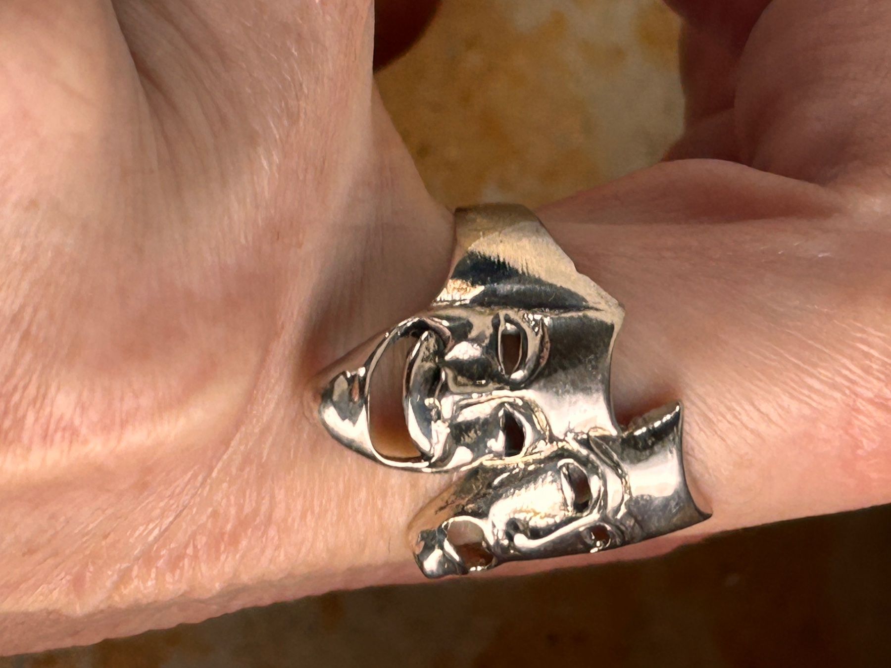 Anelli: Silber Ring, Theater Masken  (Grösse 63) – Usato da Dittingen venduto da Bellevista 3