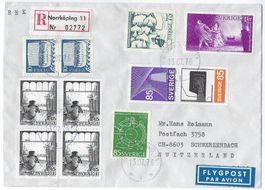 1976 Einschreiben Flugpost aus Schweden nach Schwerzenbach