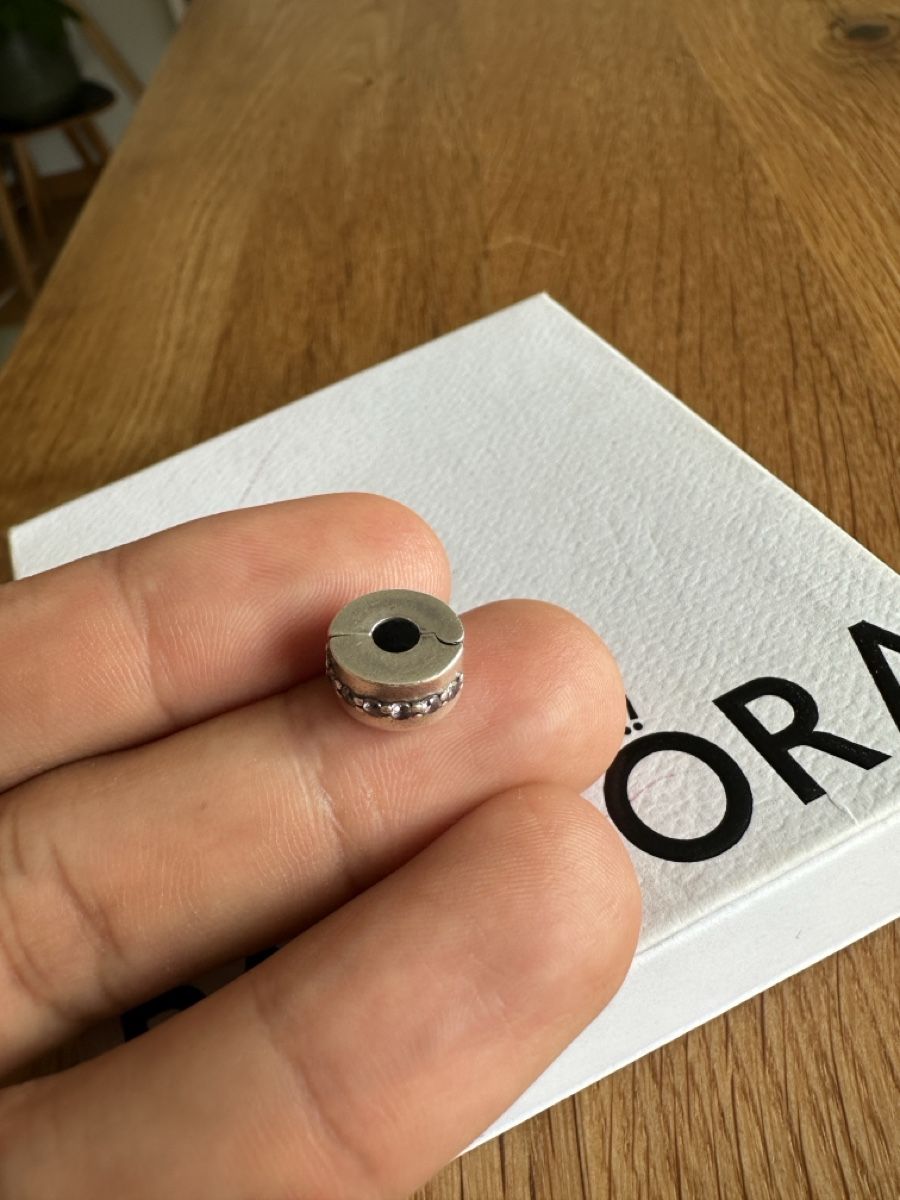 Pandora Ciondoli: Original Pandora Charm, Clip Stopper mit rosa Steinen – Usato da Zug venduto da car_fr2j 3