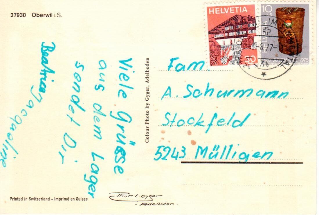 Cartoline postali: Oberwil i.S. – Usato da Wolhusen venduto da Curver9 1