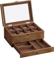 Uhrenbox Uhrenkasten Schmuckbox Holz 8 Fächer Glasdeckel