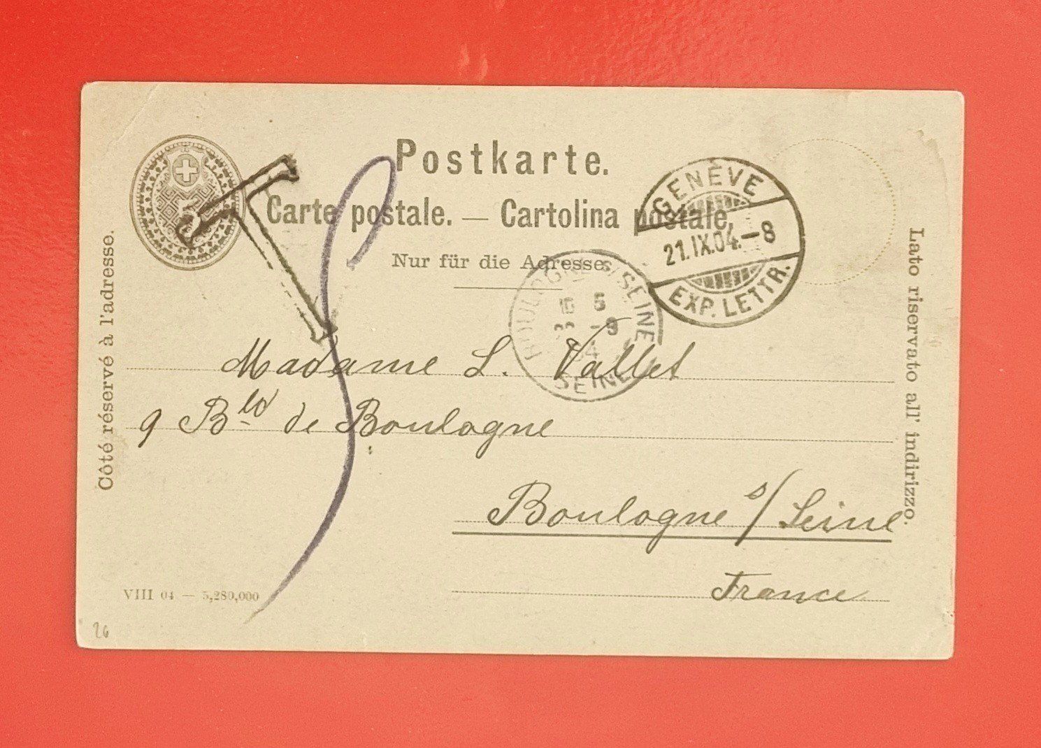 Tutti i francobolli: Suchard - Geneve - Ganzsache - 1904 – Usato da Rothrist venduto da RROENK 1