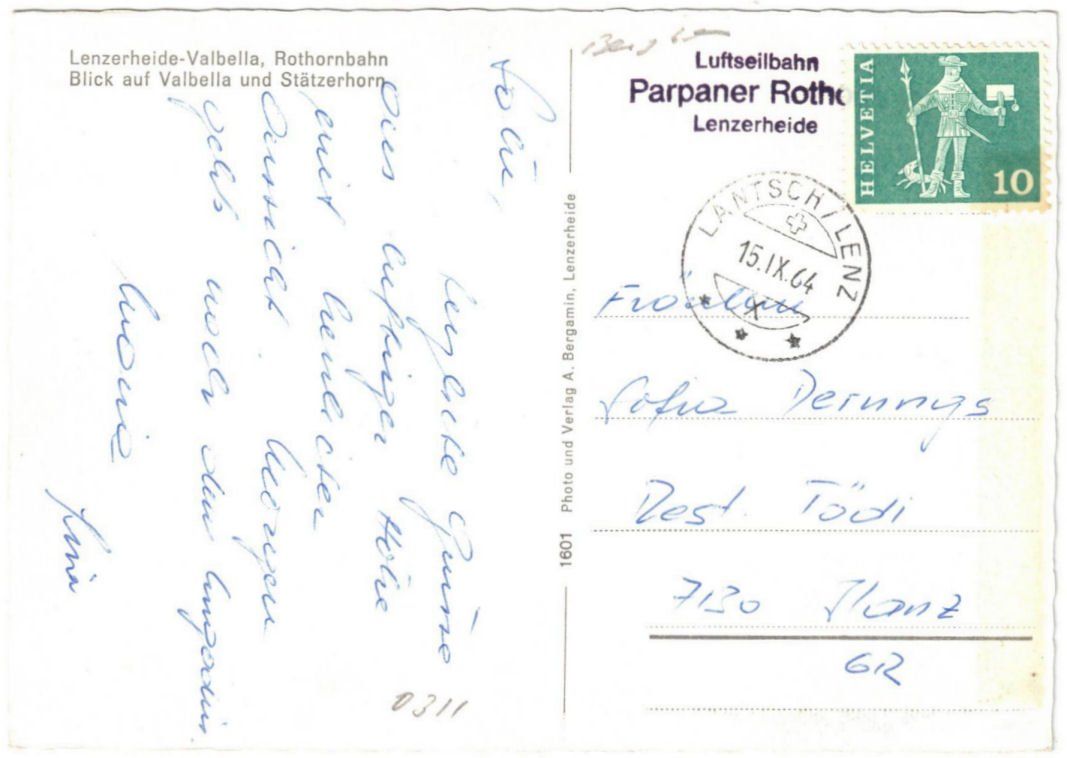 Cartoline postali: Lenzerheide - Luftseilbahn Rothorn – Usato da Binningen venduto da Mountainrider 1