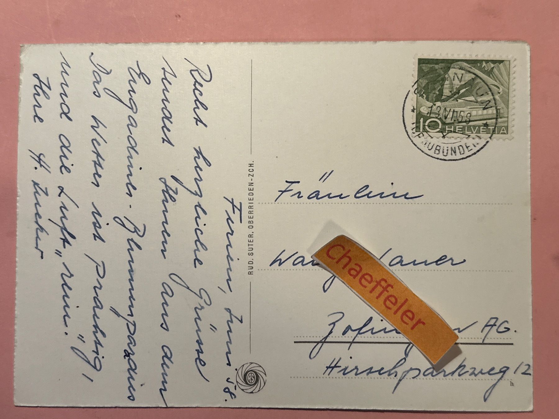 Cartoline postali: 1958 12397 Samnaun mit Muttler – Usato da Zürich venduto da Chaeffeler 1