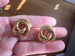 Ohrclips Goldfarben Knoten Design guter Zustand