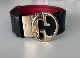 Schwarzer Gucci Gurt mit goldener Schnalle