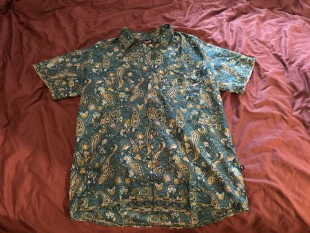 Stylish Summer Paisley Print Short Sleeve Shirt M