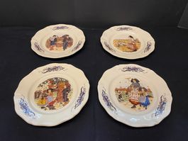 4 Wunderschöne Belle Alsace Collection Teller, Handgemalt