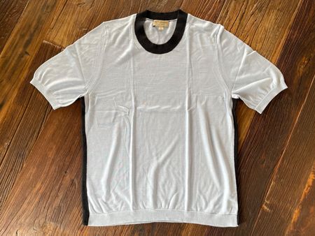 SUMMER SALE: Kurzarmpullover von Burberry, hellblau, Gr. XL