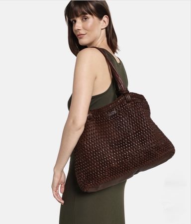 DEPECHE Handtasche Leder gewebt Chocolate neu mit Etikett