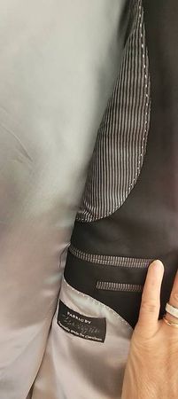 Veste homme noire L neuve, doublure rayée, fabric by Loro...