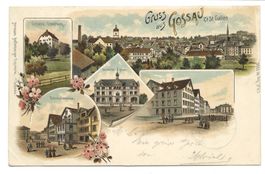 Gruss aus Gossau (SG) Oberberg - Bahnhofstrasse - Litho 1899