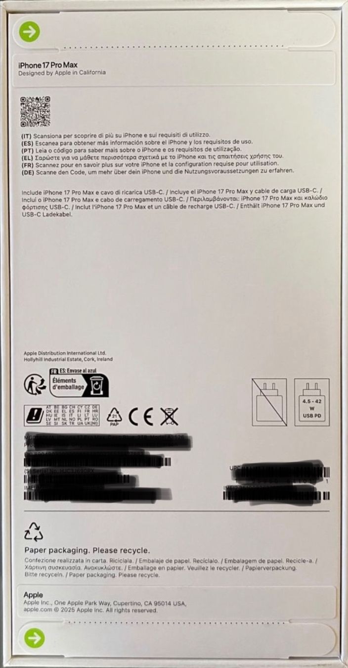 Apple Telefoni cellulari / Smartphones: iPhone 17 Pro Max 1TB Orange, Fabrikneu Versiegelt – Nuovo e nell'imballaggio originale da Basel venduto da MY.AIRPODS.SHOP 1