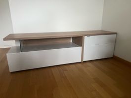 TV-Möbel weiss/Holzoptik 