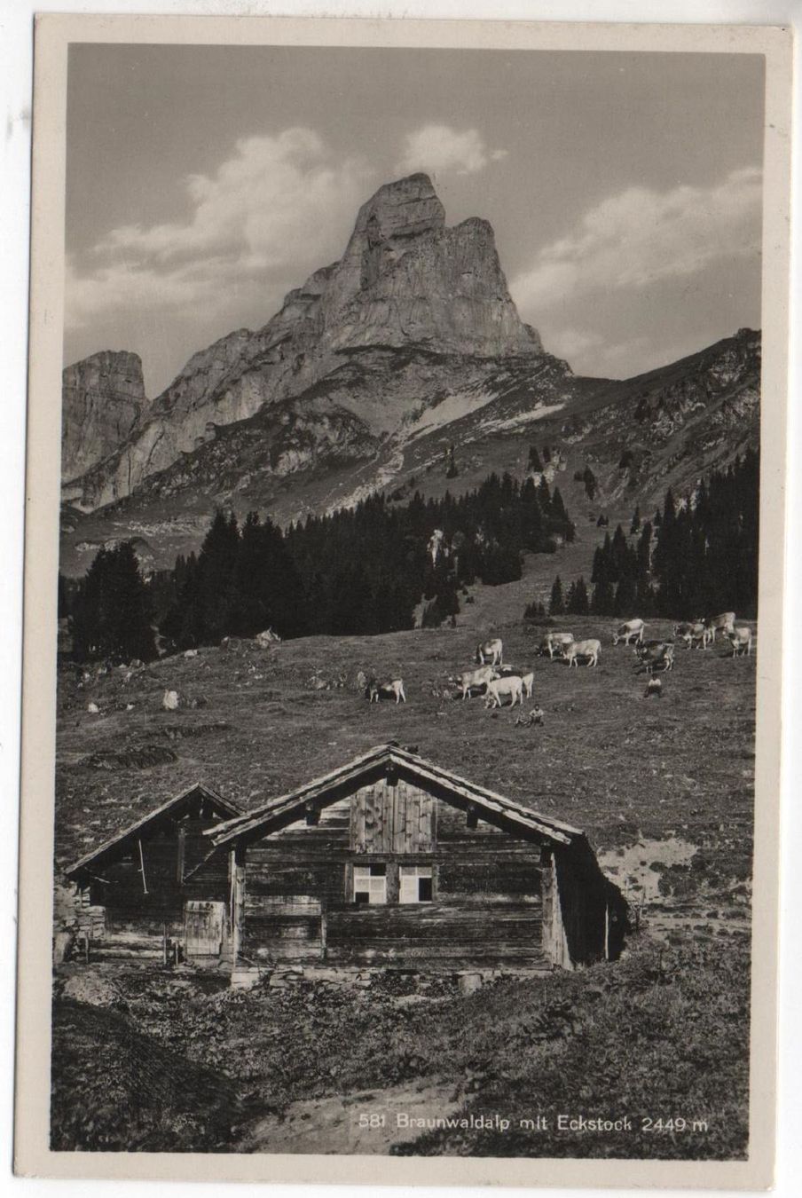 Cartoline postali: BRAUNWALDALP mit Eckstock - Bauer m. Kühe – Usato da Jona venduto da philajona