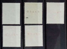 1939: Expo nationale, cinq timbres de rouleau, numérotés