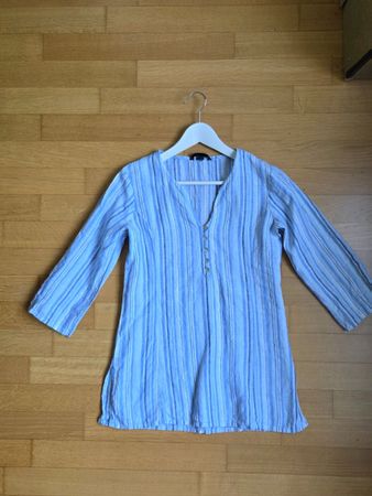 Leinen Bluse blau gestreift