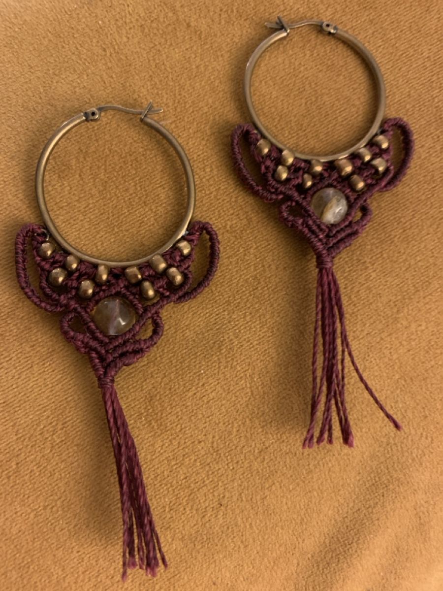Orecchini pendenti & Orecchini a lobo: Boucles d'oreilles créoles macramé bohème chic – Nuovo e nell'imballaggio originale da Versoix venduto da val_t6jc 5
