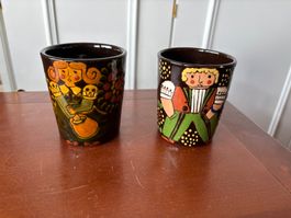 2 vintage Keramik Becher Peter Reber Gelterfingen Mann Frau