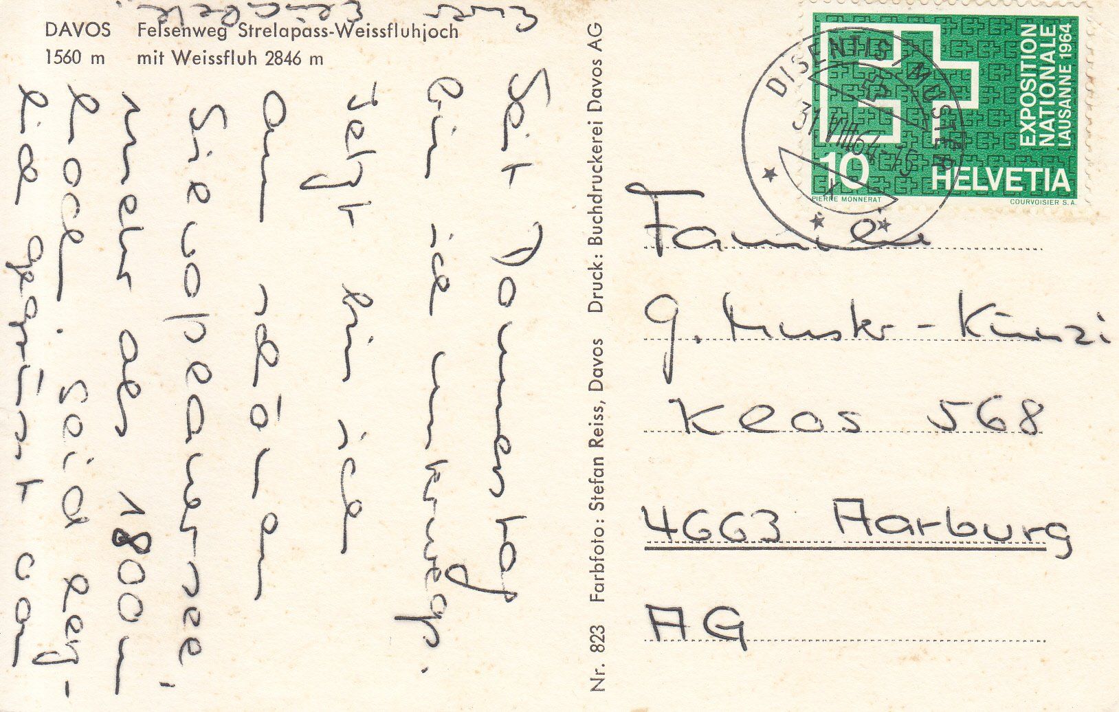 Cartoline postali: Davos Felsenweg 1964 – Usato da Bürglen TG venduto da StampGraf 1