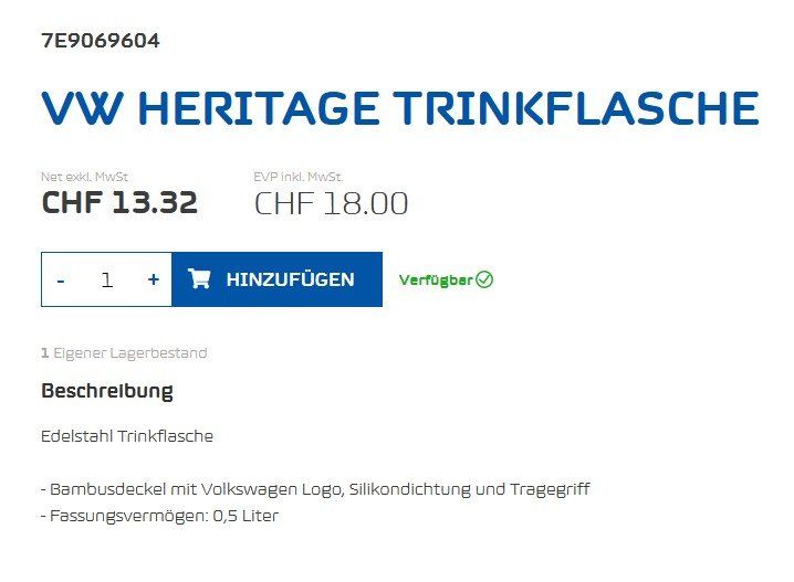 Borracce & Thermos: Trinkflasche VW Heritage 0.5 l – Nuovo e nell'imballaggio originale da Baldegg venduto da Fischer_Baldegg 1