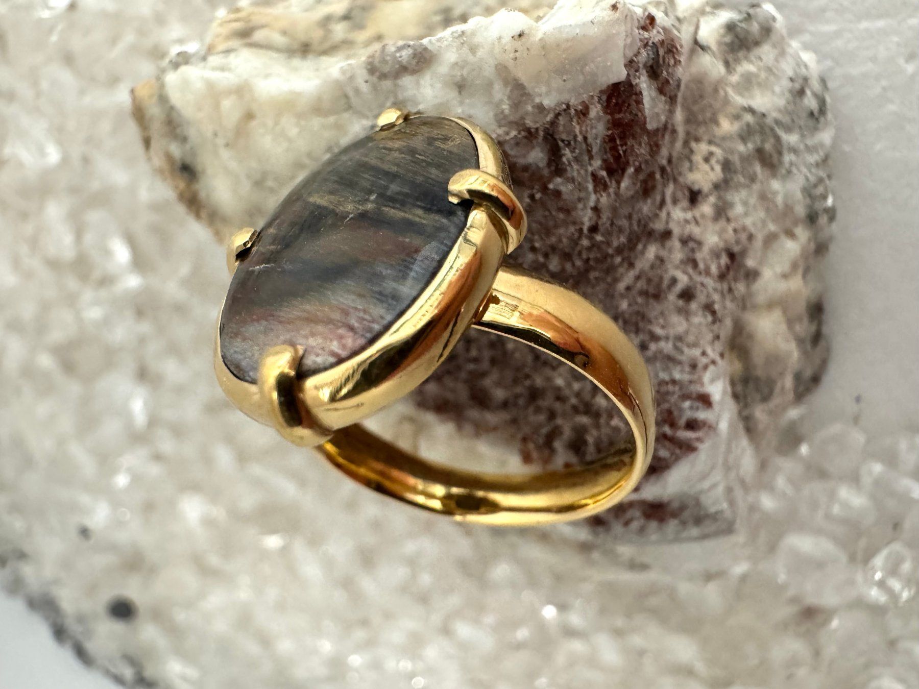 Anelli: Design-Ring Versteinertes - Holz – Nuovo (secondo la descrizione) da Biberist venduto da tl-schmuck 1