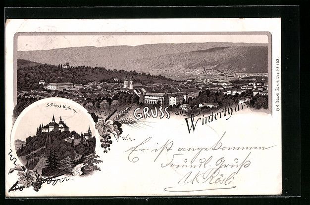 Cartoline postali: Litho Winterthur, Ortsansicht mit Weitbl – Usato da Berlin venduto da bartko-reher